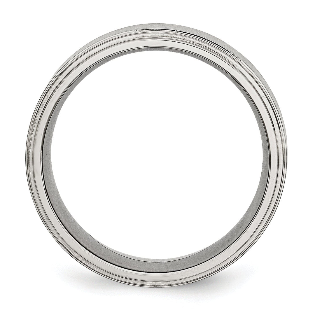 Stainless Steel Satin Polished Ridged edge Band