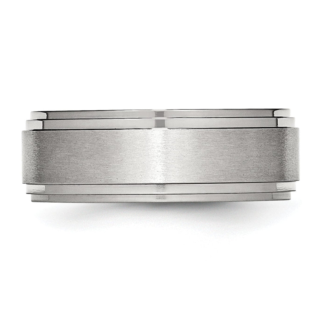 Stainless Steel Satin Polished Ridged edge Band