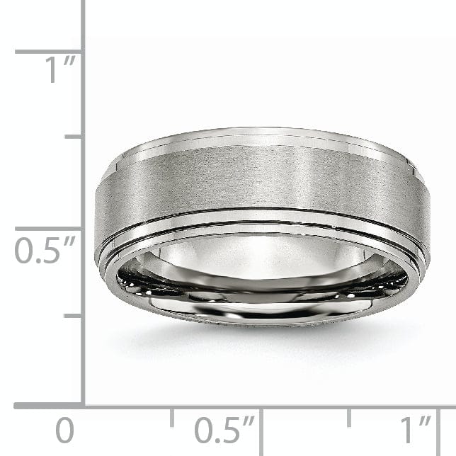 Stainless Steel Satin Polished Ridged edge Band