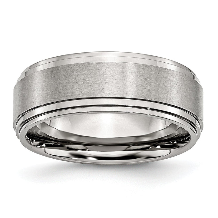 Stainless Steel Satin Polished Ridged edge Band