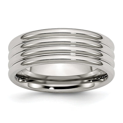 Stainless Steel Grooved 8MM Polished Band at $ 28.14 only from Jewelryshopping.com