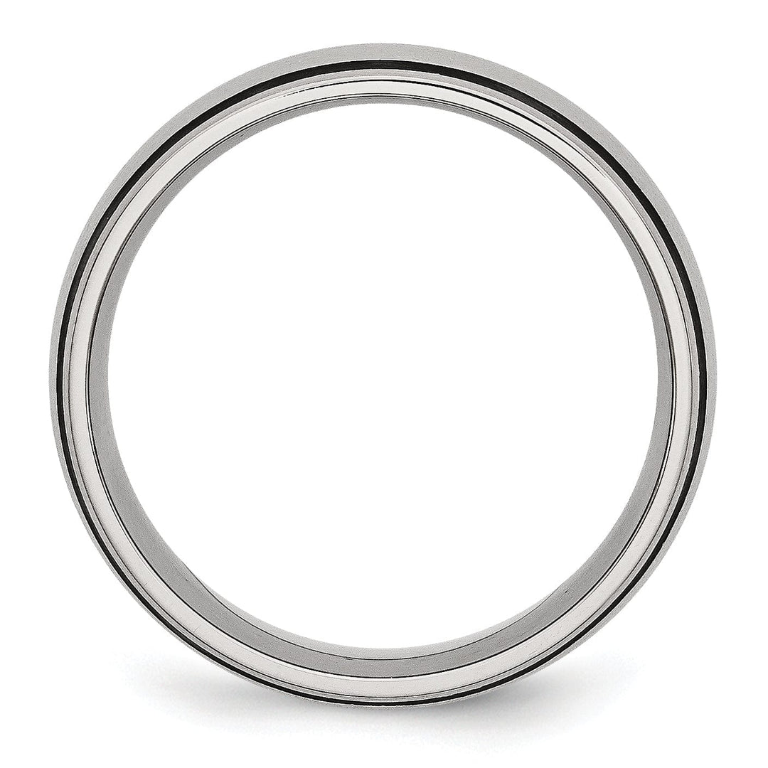 Stainless Steel Black Accent 8MM Satin Band