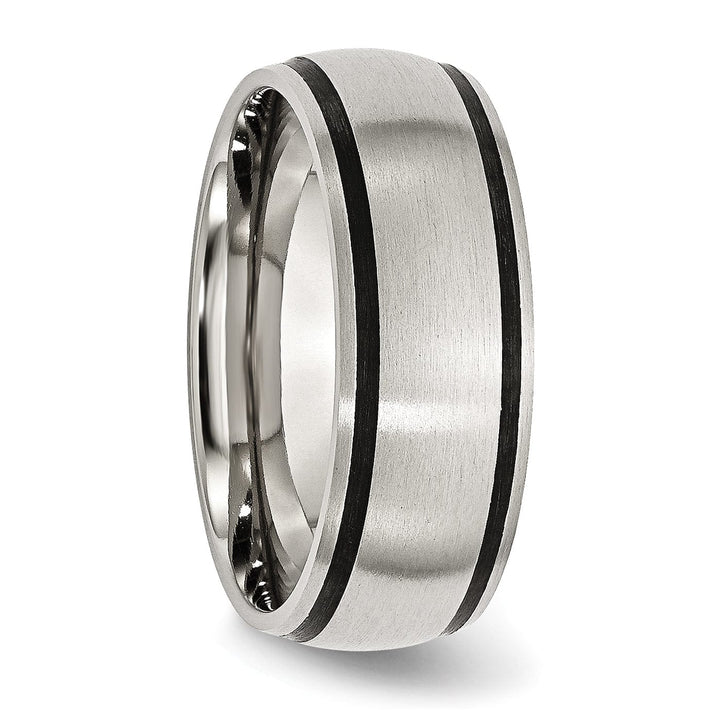 Stainless Steel Black Accent 8MM Satin Band