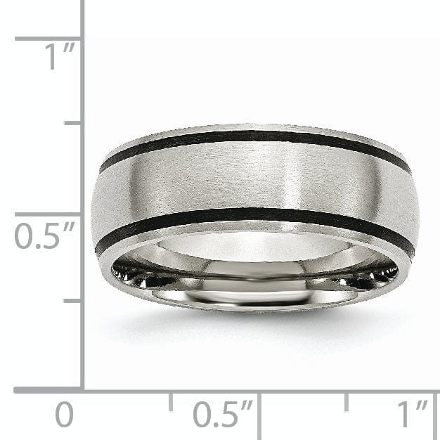 Stainless Steel Black Accent 8MM Satin Band