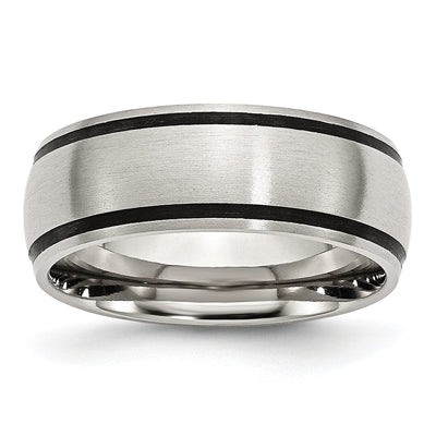 Stainless Steel Black Accent 8MM Satin Band at $ 28.14 only from Jewelryshopping.com