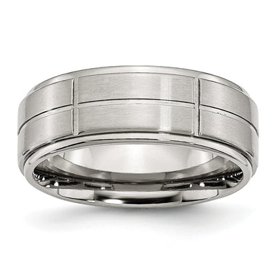 Stainless Steel Grooved 8MM Satin Polished Band at $ 28.14 only from Jewelryshopping.com