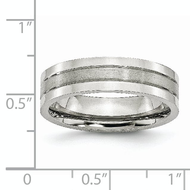 Stainless Steel Flat Satin Polished Grooved Band