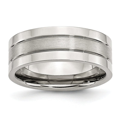 Stainless Steel Flat Satin Polished Grooved Band at $ 28.14 only from Jewelryshopping.com