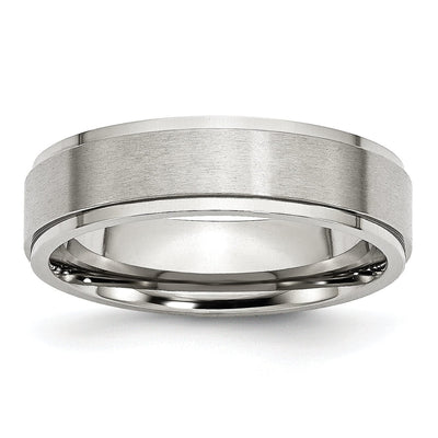 Stainless Steel Ridged Edge 6MM Ring at $ 28.14 only from Jewelryshopping.com