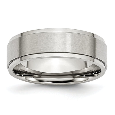 Stainless Steel Ridged Edge 7MM Ring at $ 28.14 only from Jewelryshopping.com