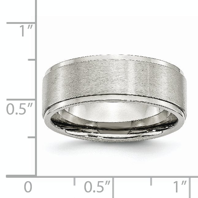 Stainless Steel Ridged Edge 8MM Ring