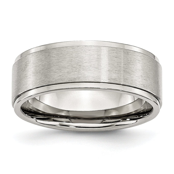 Stainless Steel Ridged Edge 8MM Ring