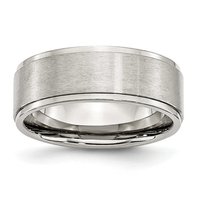 Stainless Steel Ridged Edge 8MM Ring at $ 28.14 only from Jewelryshopping.com