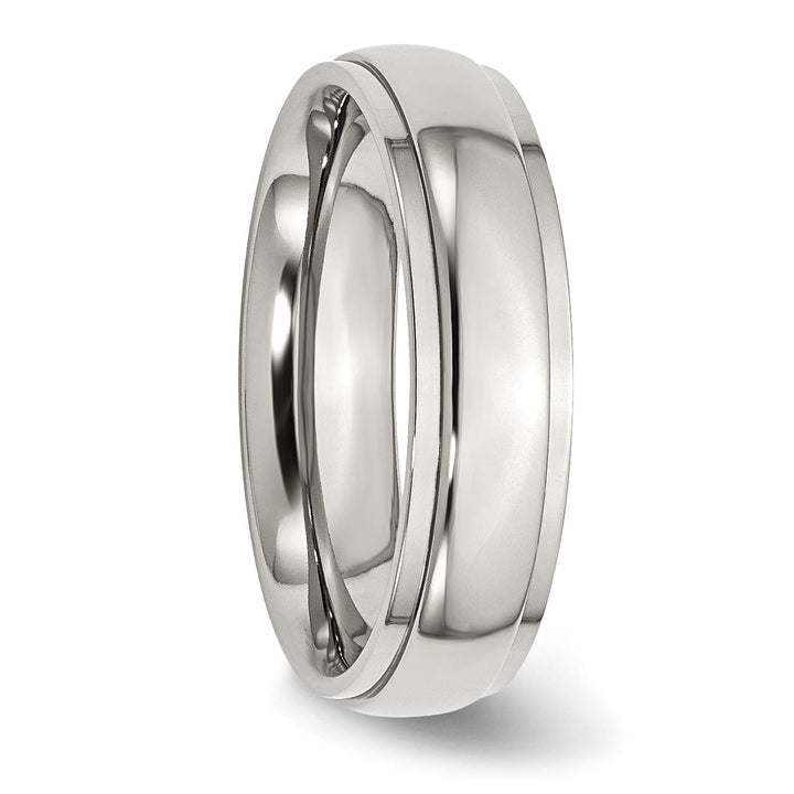 Stainless Steel Unisex Ridged Edge 6MM Ring