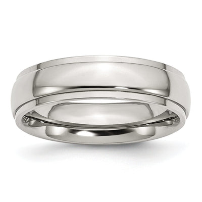 Stainless Steel Unisex Ridged Edge 6MM Ring at $ 28.14 only from Jewelryshopping.com