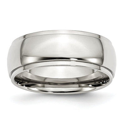 Stainless Steel Ridged Edge 8MM Unisex Ring at $ 28.14 only from Jewelryshopping.com