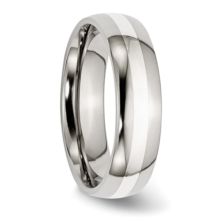 Stainless Steel Silver Inlay 6MM Unisex Ring