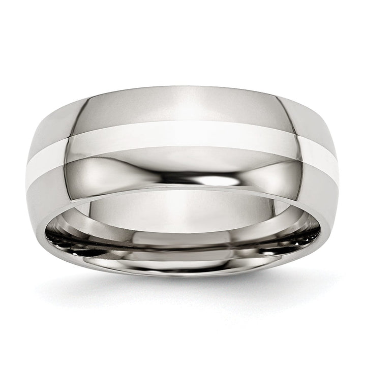 Stainless Steel Silver Inlay 6MM Unisex Ring