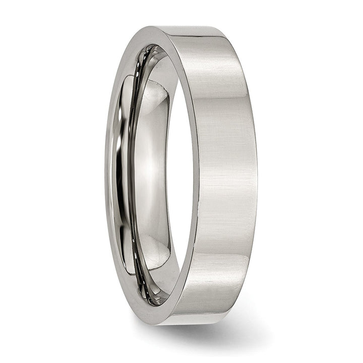 Stainless Steel Flat Polished 5MM Unisex Ring