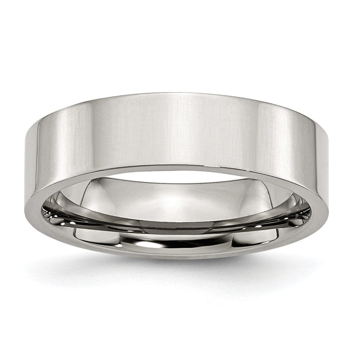 Stainless Steel Flat Polished 6MM Unisex Ring