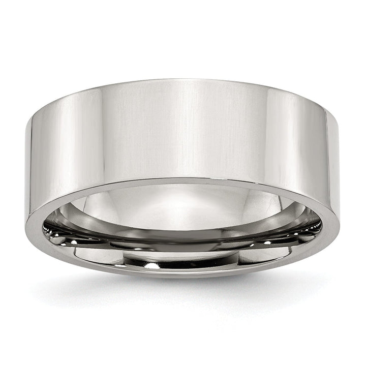 Stainless Steel Flat Polished Unisex 8MM Ring