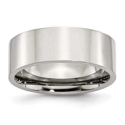 Stainless Steel Flat Polished Unisex 8MM Ring at $ 28.14 only from Jewelryshopping.com