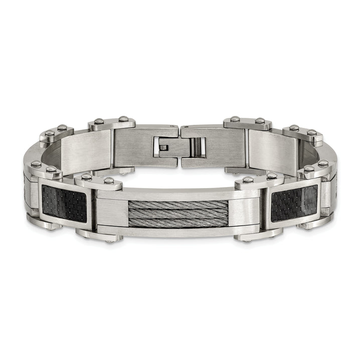 Stainless Steel Carbon Fiber Fold Over Bracelet