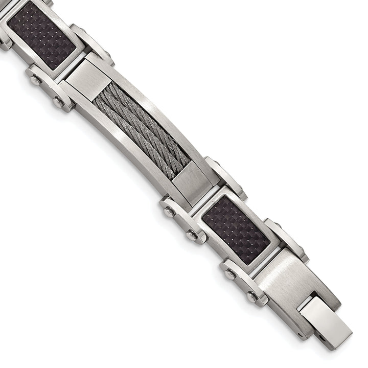 Stainless Steel Carbon Fiber Fold Over Bracelet