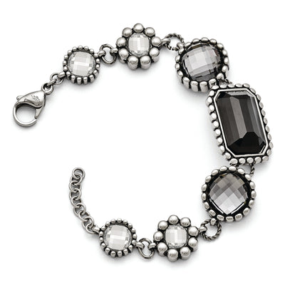 Stainless Steel Antiqued Glass Bracelet at $ 31.27 only from Jewelryshopping.com