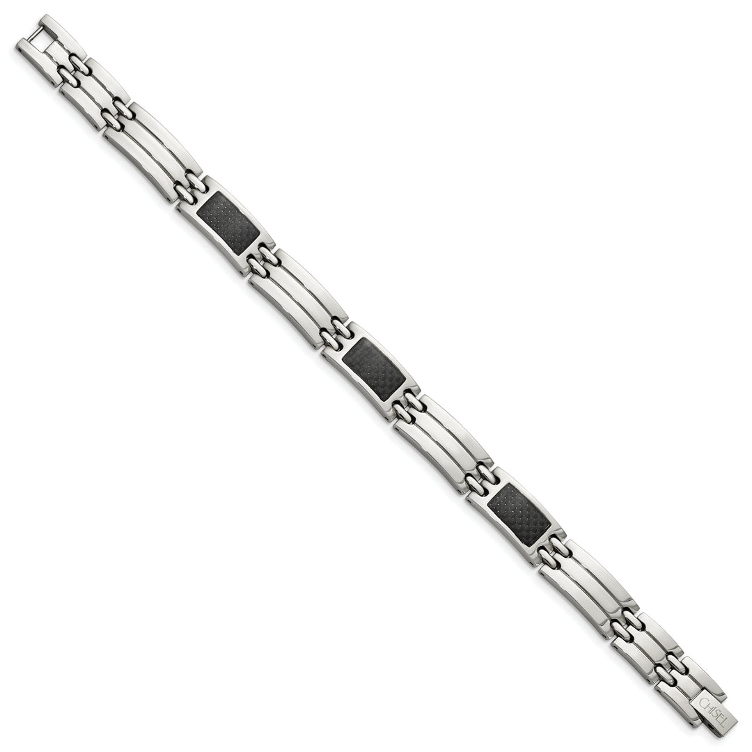 Stainless Steel Black Carbon Fiber Bracelet