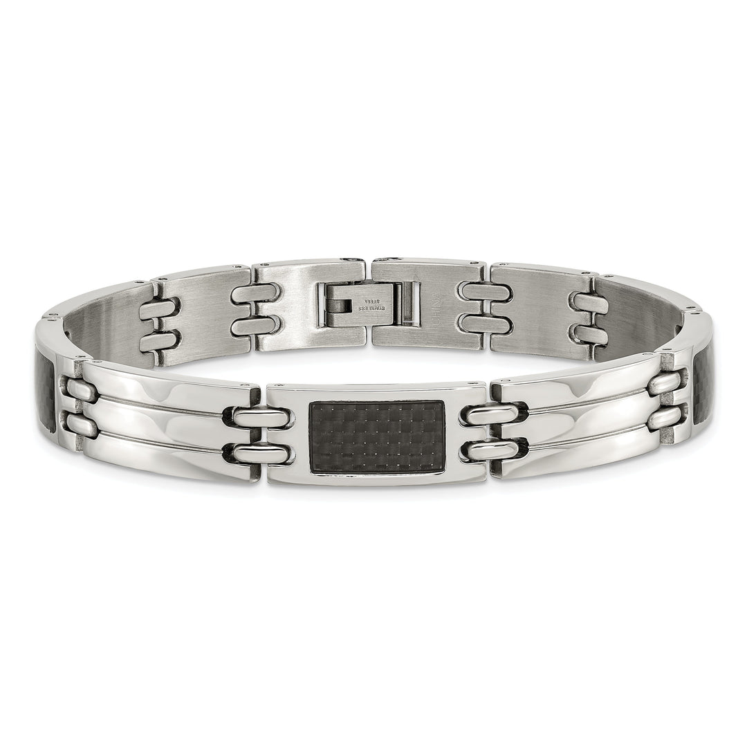 Stainless Steel Black Carbon Fiber Bracelet