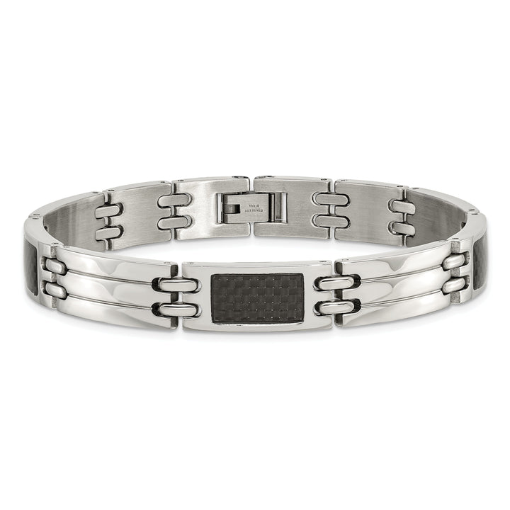 Stainless Steel Black Carbon Fiber Bracelet