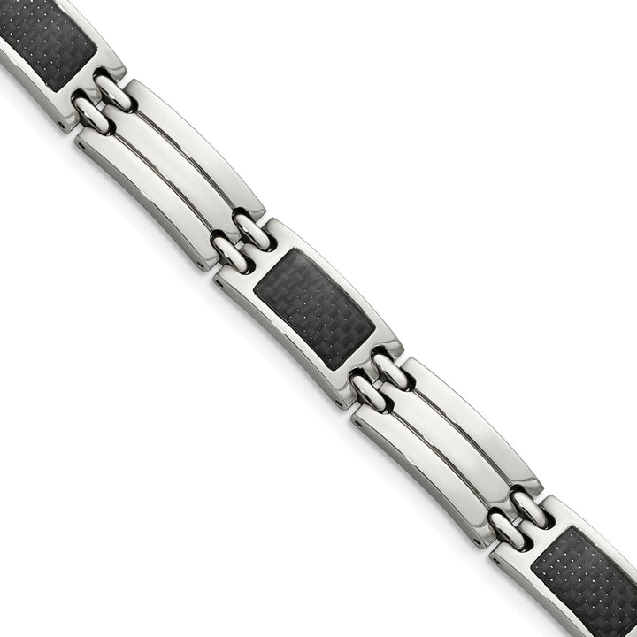 Stainless Steel Black Carbon Fiber Bracelet