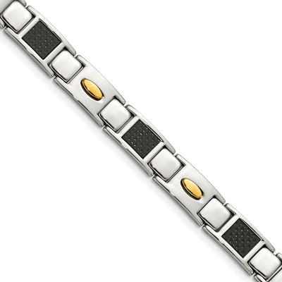 Steel Black Carbon 24k Gold Fiber Bracelet