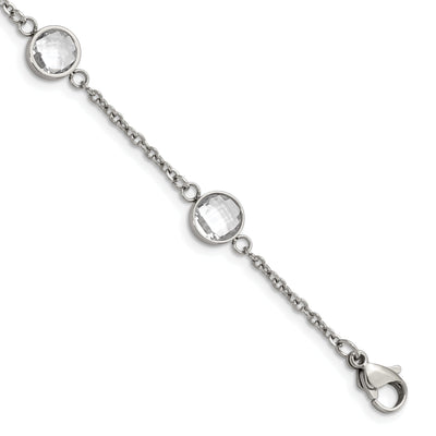 Stainless Steel Polished with Glass Bracelet at $ 32.78 only from Jewelryshopping.com