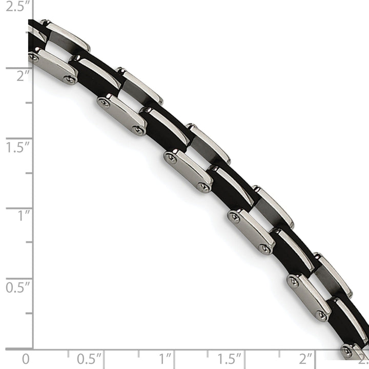 Stainless Steel Black Rubber Fold Over Bracelet