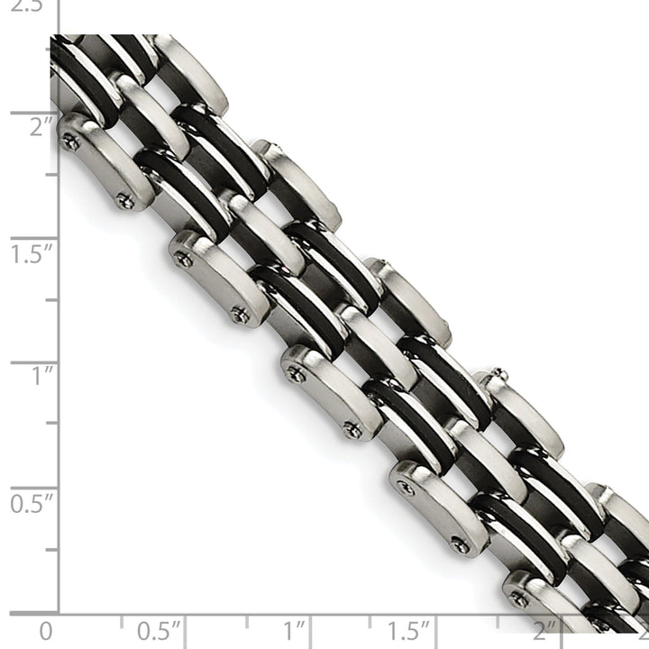 Stainless Steel Black Rubber Fold Over Bracelet