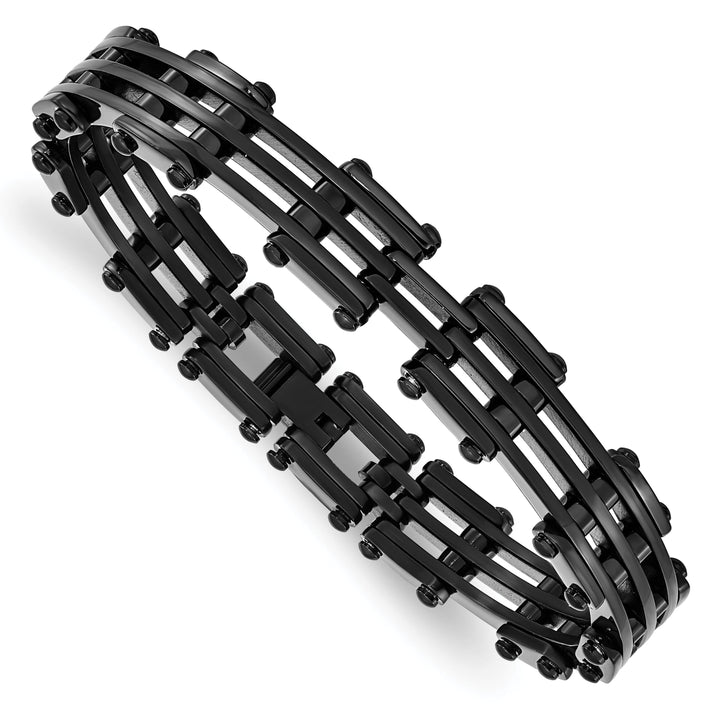 Stainless Steel Black Plated Fold Over Bracelet