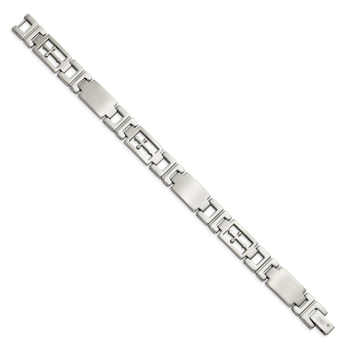 Stainless Steel Cross Link Fold Over Bracelet