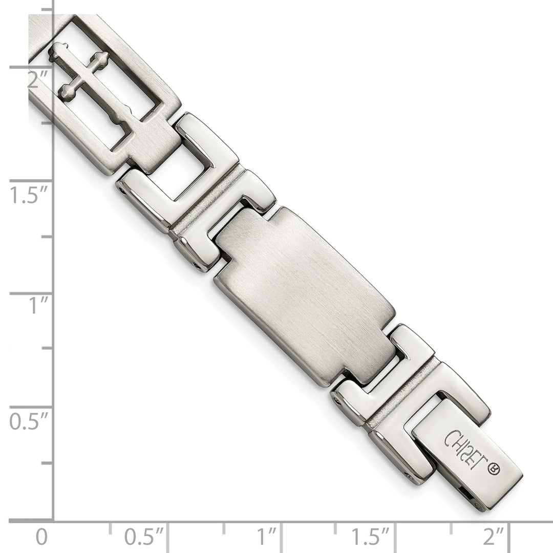Stainless Steel Cross Link Fold Over Bracelet