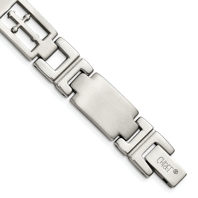Stainless Steel Cross Link Fold Over Bracelet