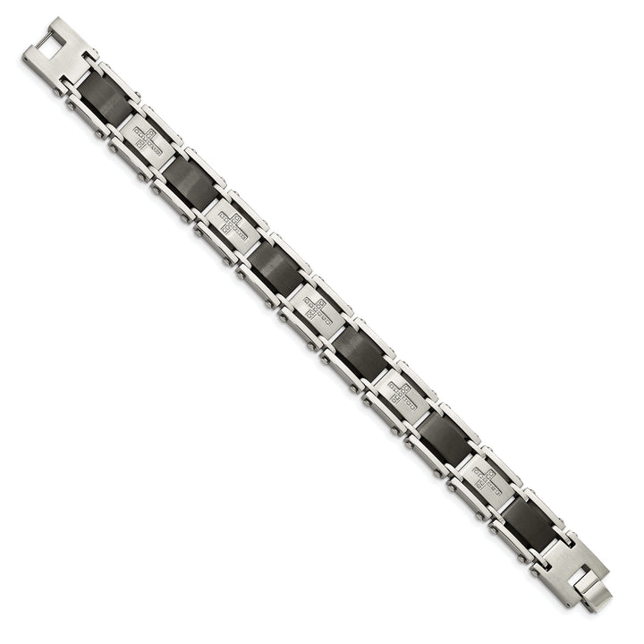 Stainless Steel Black Plated Diamond Bracelet