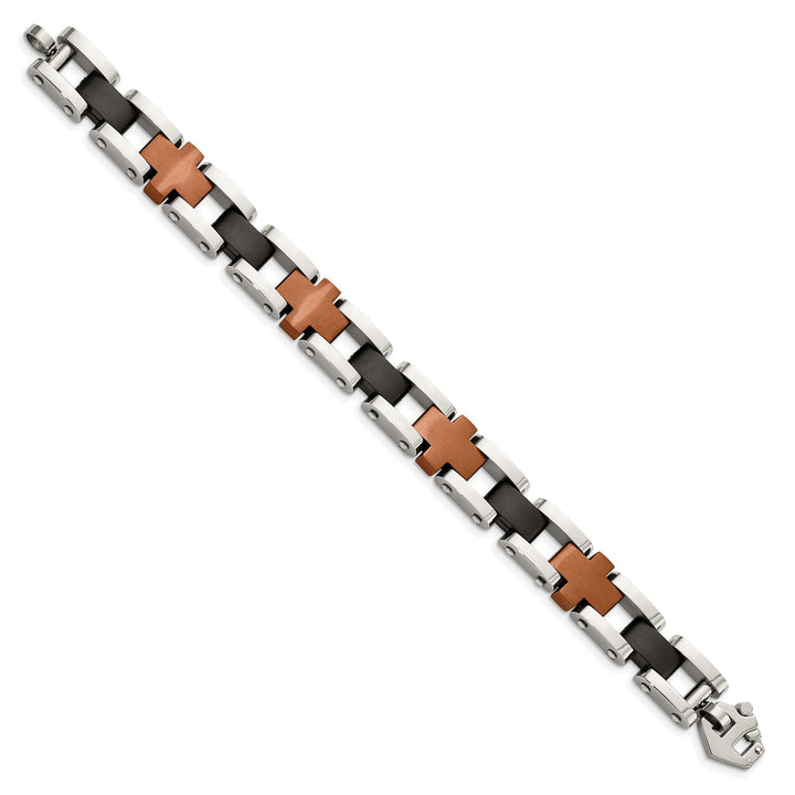 Stainless Steel Chocolate/Black Fold Over Bracelet