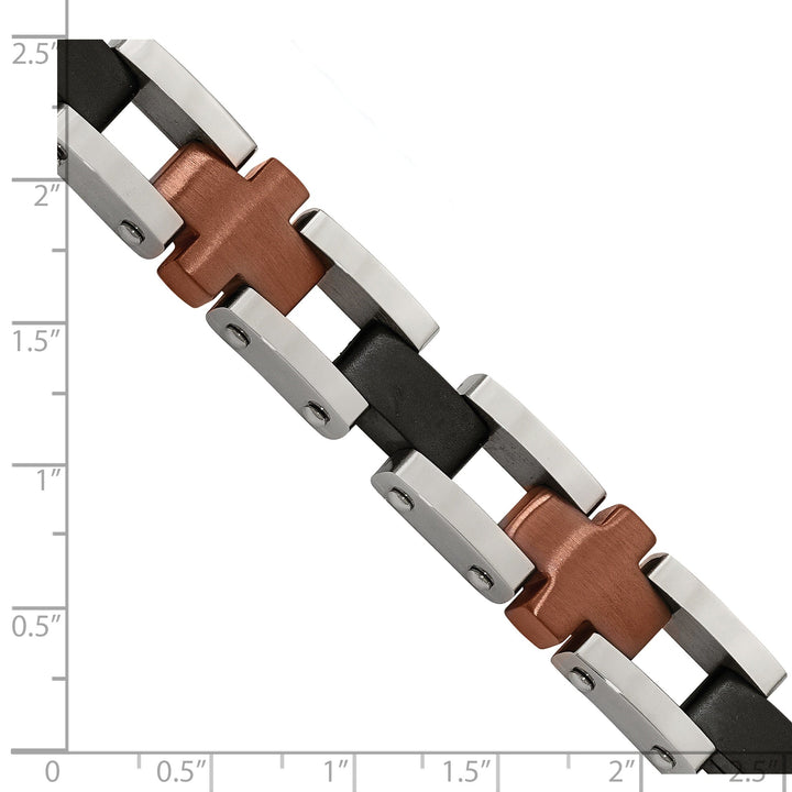 Stainless Steel Chocolate/Black Fold Over Bracelet