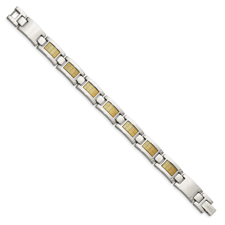 Steel 18K Gold Filled Accent Fold Over Bracelet