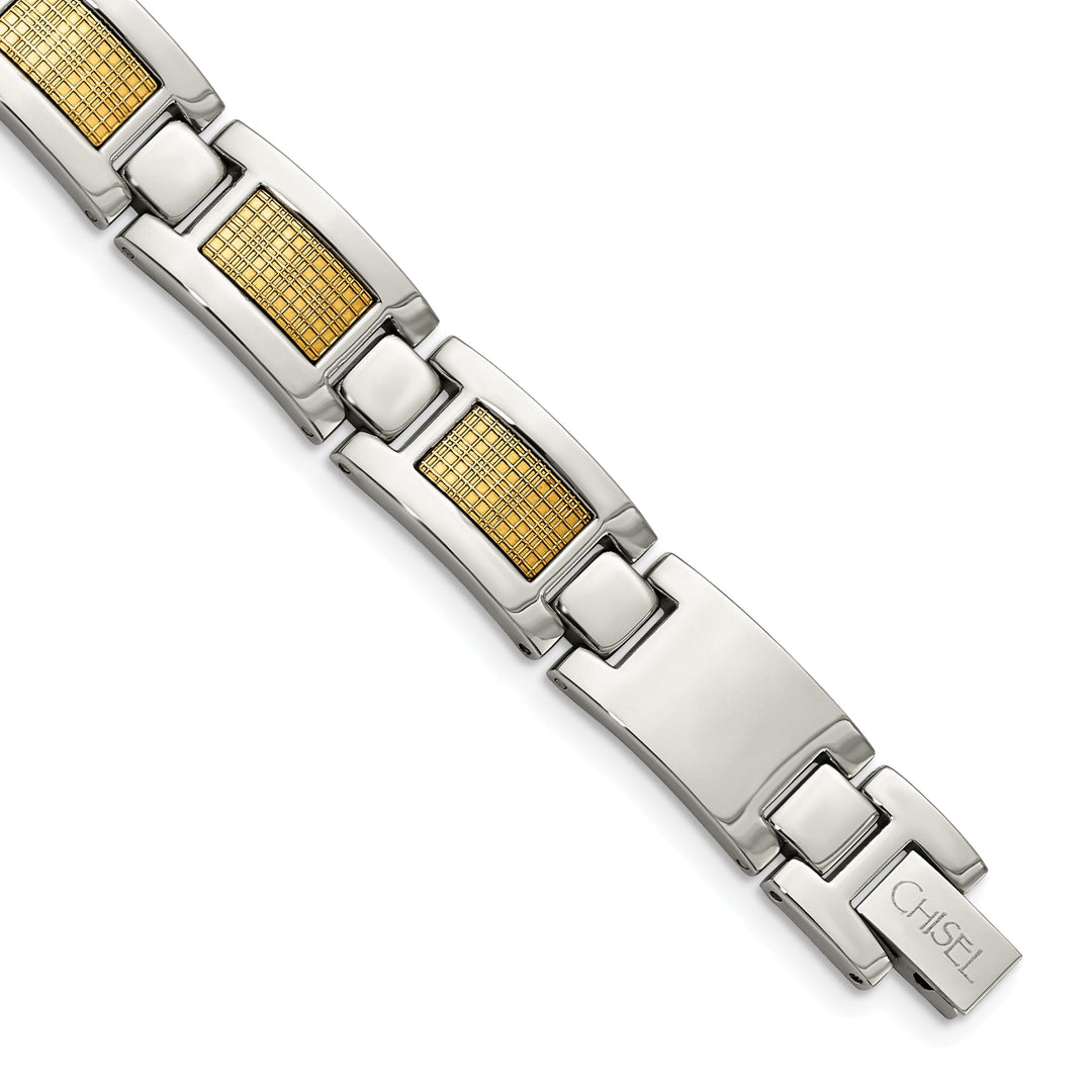 Steel 18K Gold Filled Accent Fold Over Bracelet