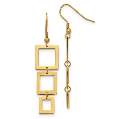 Steel Gold Plated Rectangle Dangle Earrings at $ 23.28 only from Jewelryshopping.com