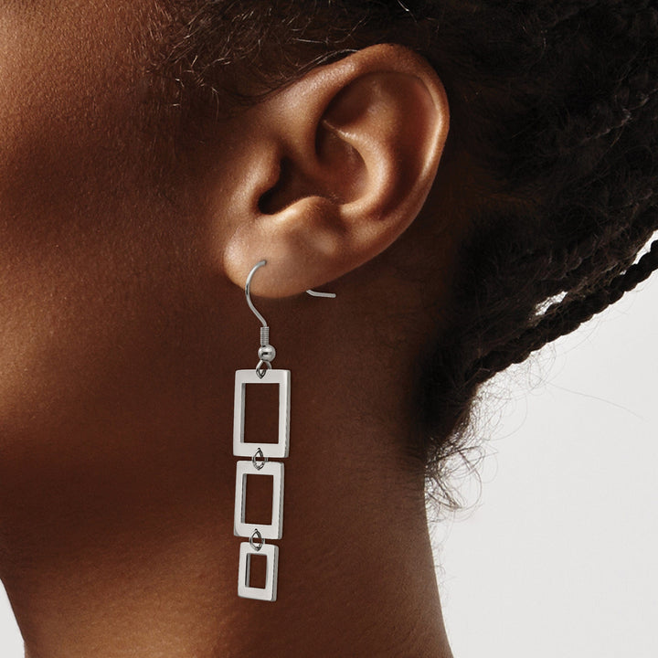 Stainless Steel Rectangle Dangle Earrings