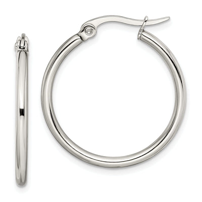 Stainless Steel Hoop Earrings 25MM Diameter at $ 12.35 only from Jewelryshopping.com