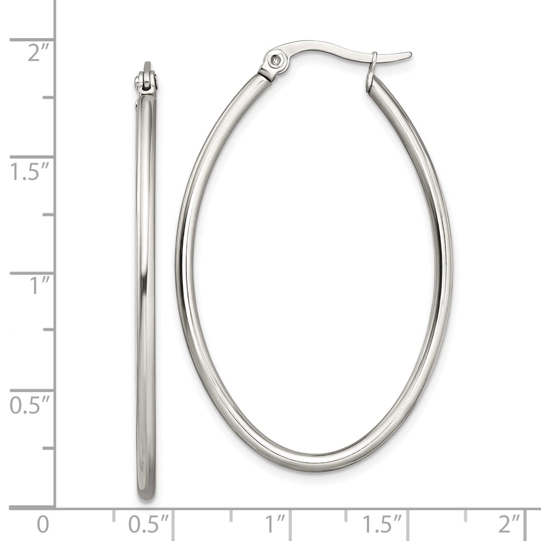 Stainless Steel Oval Hoop Earrings 30MM Diameter
